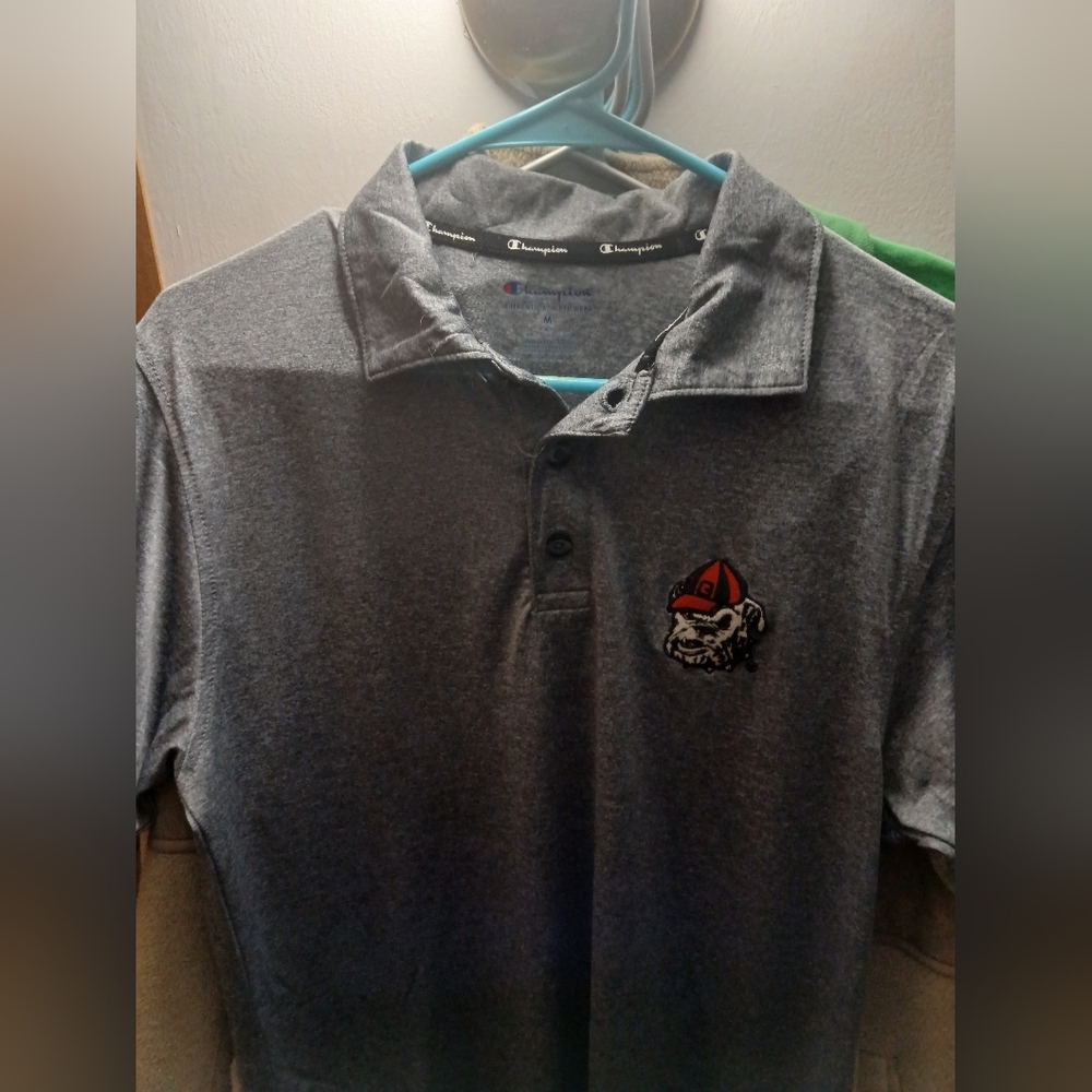 Champion Polo Gray Men's Size M, UGA, Georgia